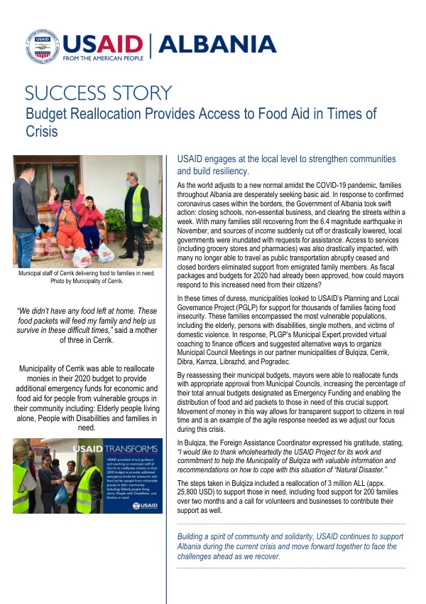 PLGP Success Story: Budget Reallocation Provides Access to Food Aid in Times of Crisis