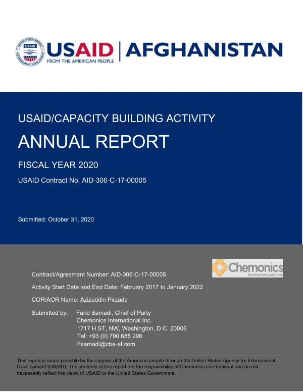 USAID/CAPACITY BUILDING ACTIVITY ANNUAL REPORT FISCAL YEAR 2020