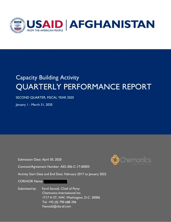FY20 Q2 Performance Report: Capacity Building Activity