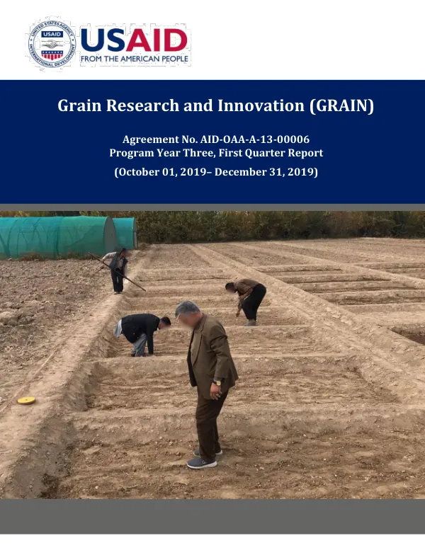Program Year Three, First Quarter Report: Grain Research and Innovation (GRAIN)