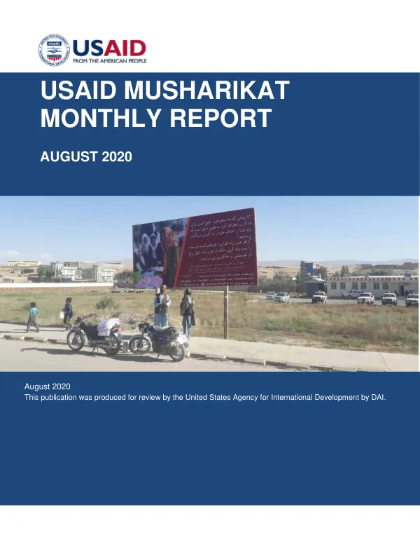 USAID MUSHARIKAT MONTHLY REPORT AUGUST 2020