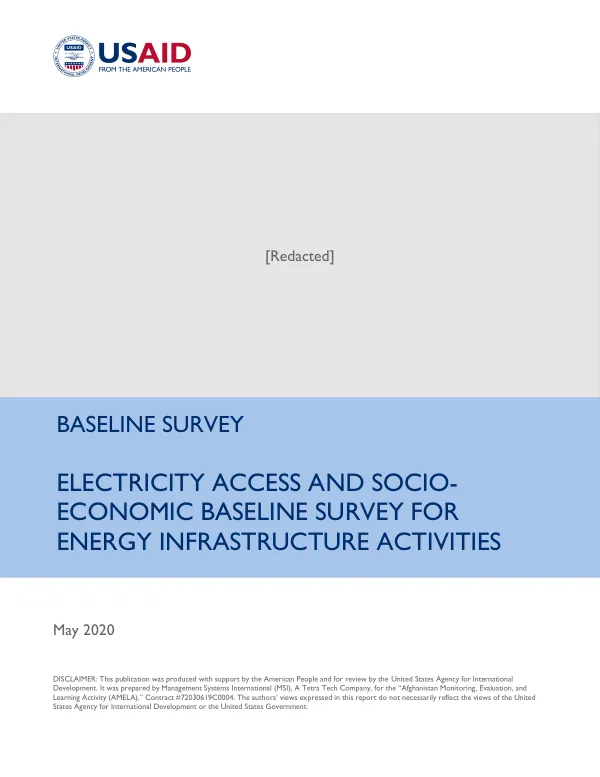 Electricity Access and Socio-Economic Baseline Survey for Energy Infrastructure Activities