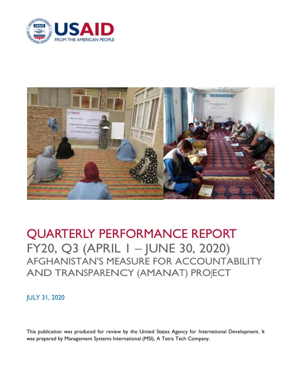 Quarterly Performance Report FY20, Q3 (April 1 – June 30, 2020)