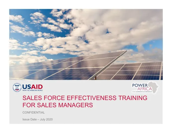 Sales Force Effectiveness Training for Sales Managers