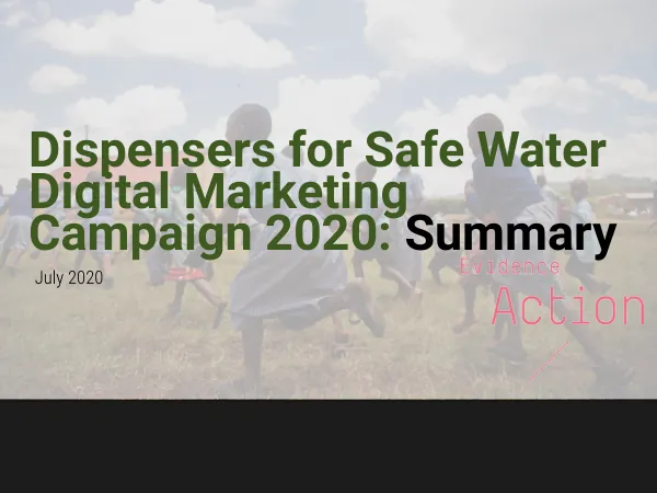 Evidence Action DSW Digital Marketing Campaign 2020: Summary