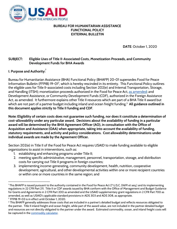 Eligible Uses of Title II-Associated Costs, Monetization Proceeds, and Community Development Funds for BHA Awards