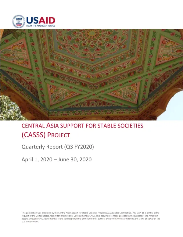CASSS Quarterly Report - FY 2020 Q3 (Apr - June 2020)