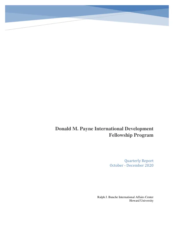 Quarterly Report: Donald M. Payne International Development Program
