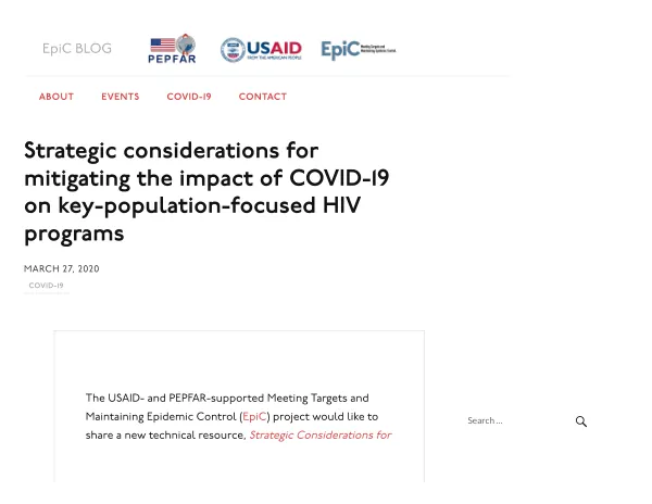 Strategic Considerations for Mitigating the Impact of COVID-19 on Key-Population-Focused HIV Programs