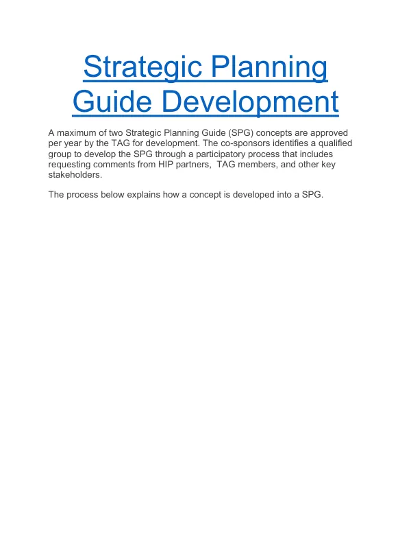 Strategic Planning Guide Development