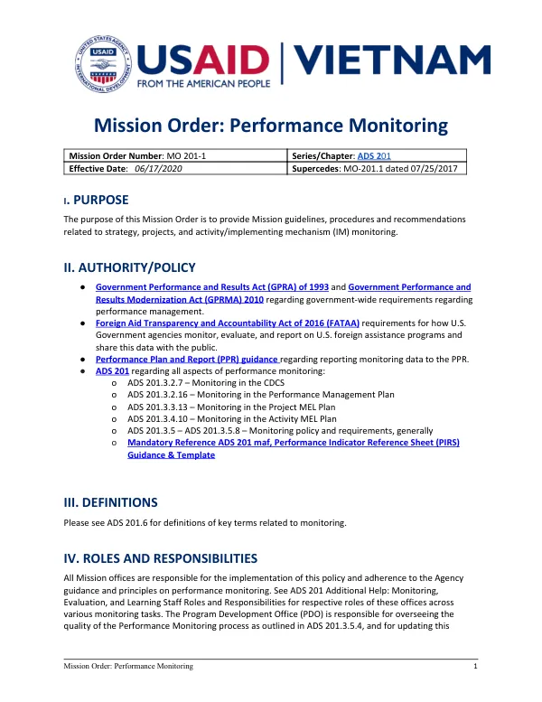 Mission Order: Performance Monitoring