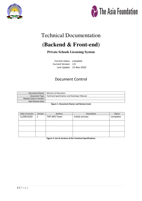 Technical Documentation for Private Schools Licensing System
