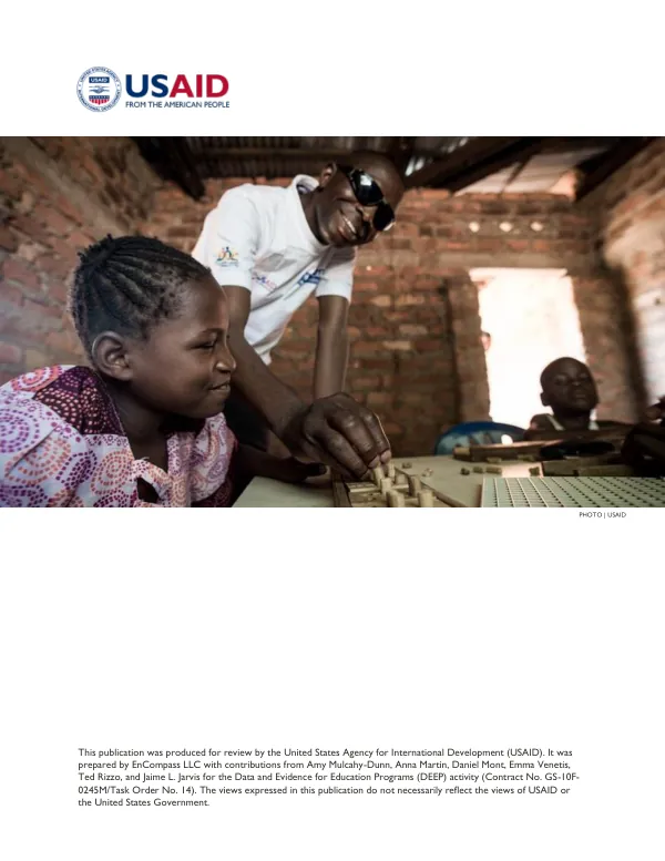 Mapping of Tools for Disaggregation by Disability Status: Report Data and Evidence for Education Programs (DEEP) Activity