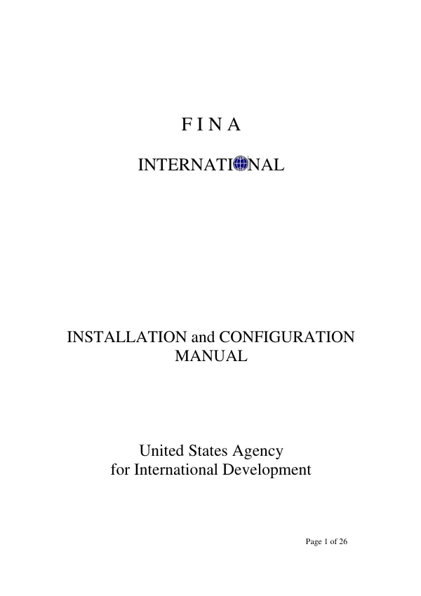 Installation and Configuration Manual for FinA International System