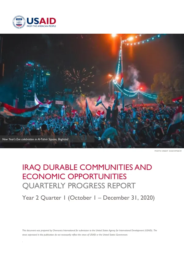 Iraq Durable Communities and Economic Opportunities Quarterly Progress Report Year 2 Quarter 1 (October 1 – December 31, 2020)