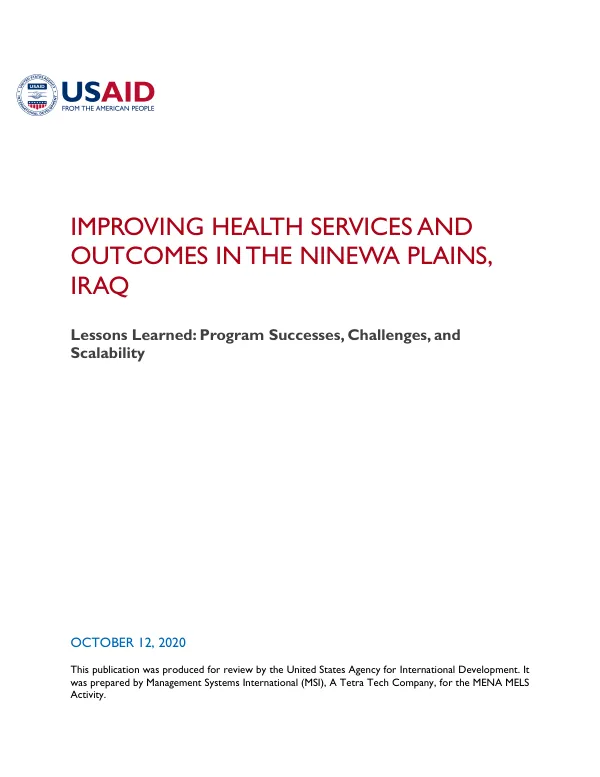 Improving Health Services and Outcomes Evaluation in the Ninewa Plains, Iraq