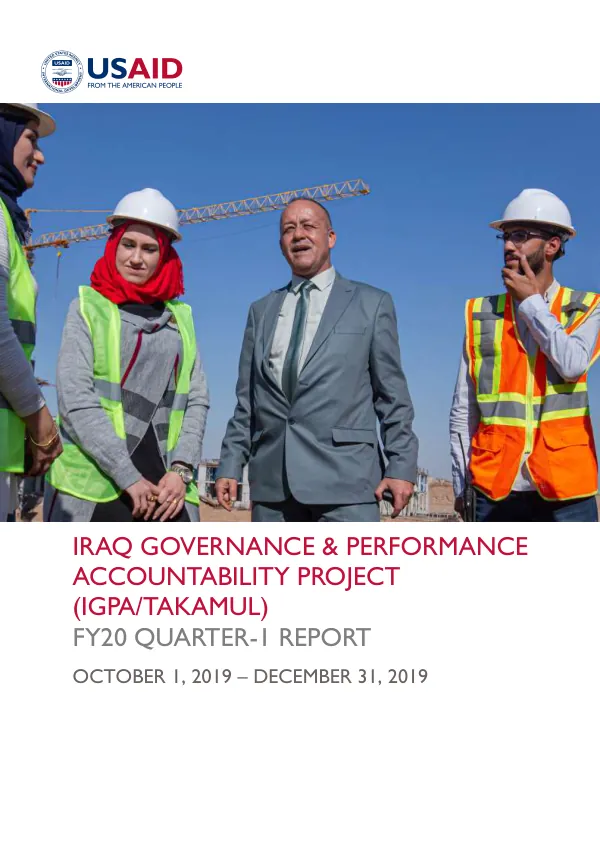 Iraq Governance & Performance Accountability Project (IGPA/Takamul) FY20 Quarter-1 Report