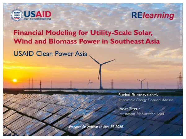 Financial Modeling for Utility-Scale Solar, Wind and Biomass Power in Southeast Asia