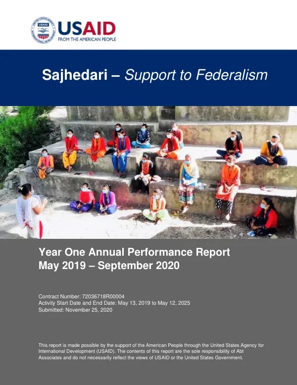 Year One Annual Performance Report: Sajhedari – Support to Federalism