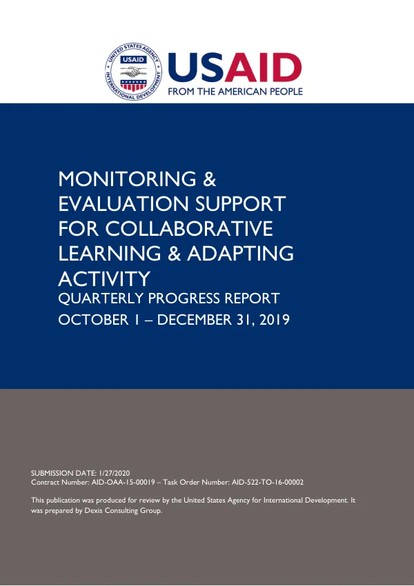 Quarterly Progress Report: October 1 – December 31, 2019