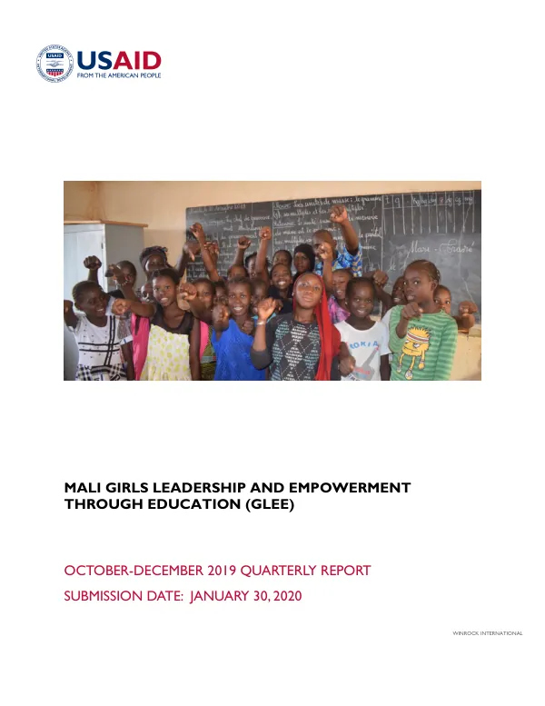 Mali Girls Leadership and Empowerment through Education (GLEE) Quarterly Report October 1, 2019-December 31, 2019