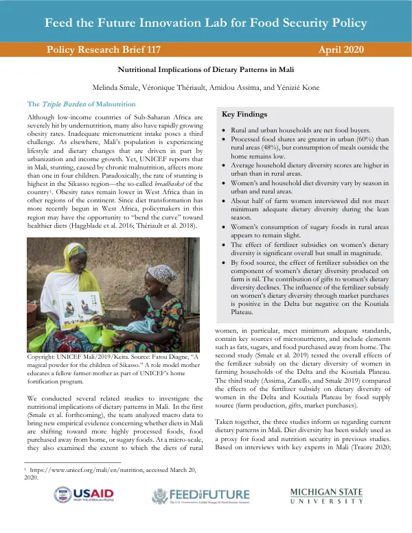 Nutritional Implications of Dietary Patterns in Mali