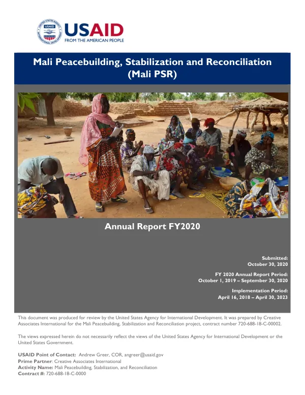 Annual Report FY2020: Mali Peacebuilding, Stabilization and Reconciliation