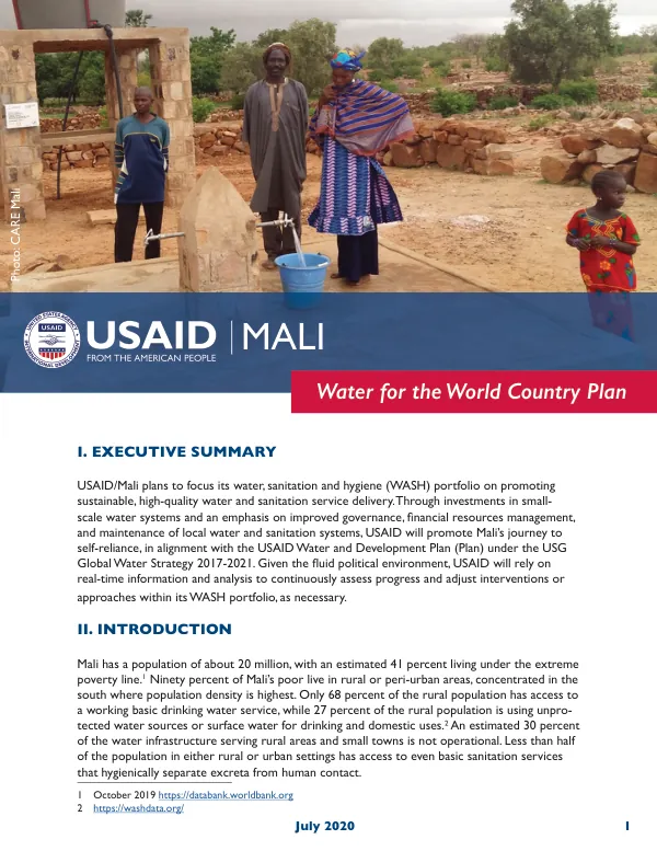 Mali Country Plan: Water for the World Country Plan