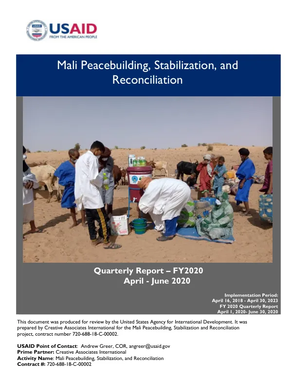 Mali Peacebuilding, Stabilization, and Reconciliation Quarterly Report III FY2020