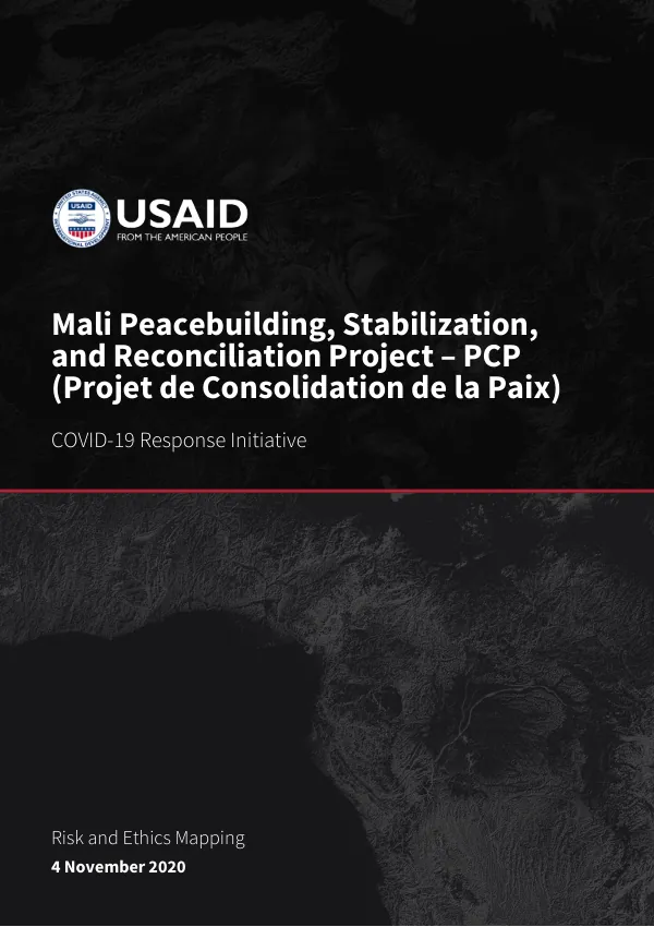 Mali Peacebuilding, Stabilization, and Reconciliation Project – PCP (Projet de Consolidation de la Paix) COVID-19 Response Initiative
