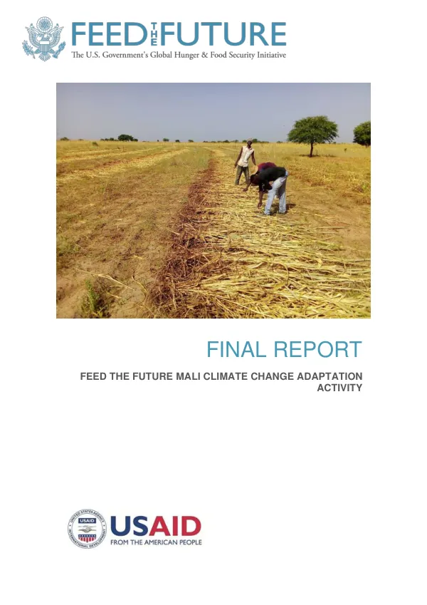 Final Report: Feed the Future Mali Climate Change Adaptation Activity