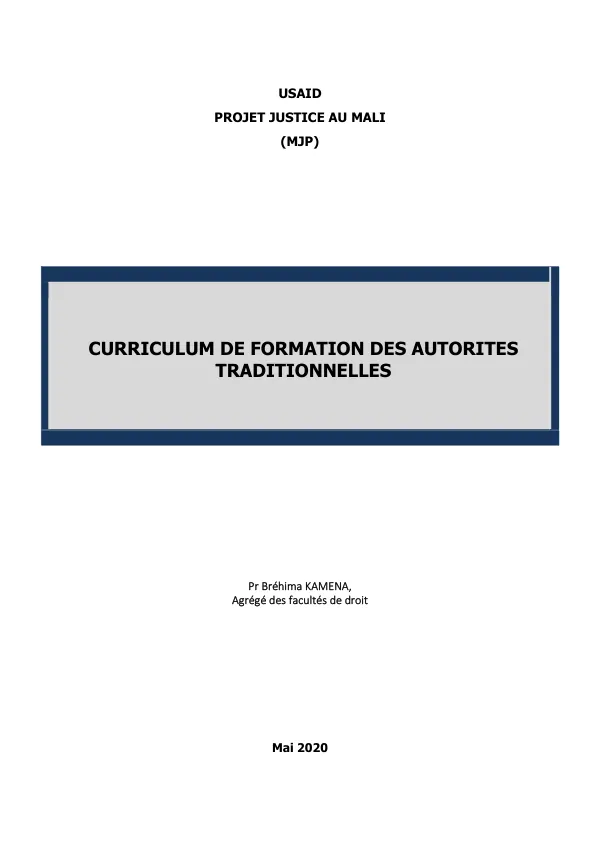 Curriculum de Formation des Autorités Traditionnelles