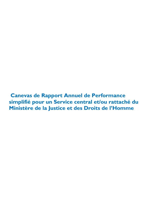 Rapport de Performance de l’année …………….