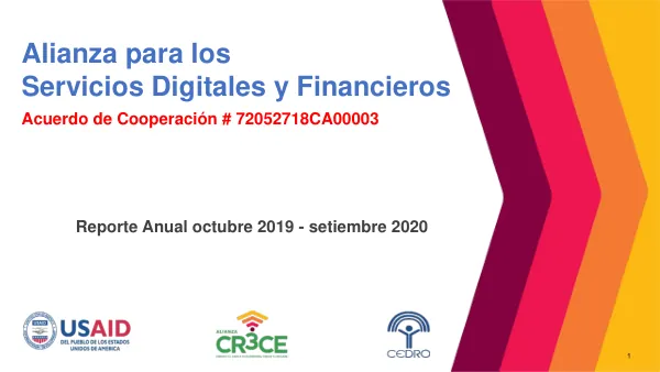 Reporte Anual octubre 2019 - setiembre 2020 de la Alianza para los Servicios Digitales y Financieros