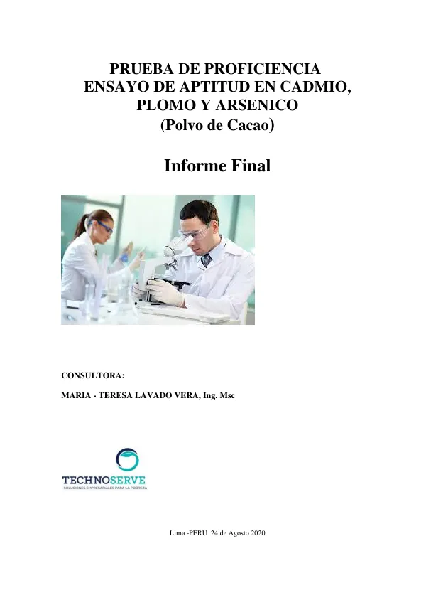 Informe Final: Prueba de Proficiencia en Cadmio, Plomo y Arsénico