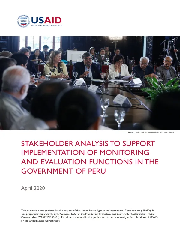 Stakeholder Analysis to Support Implementation of Monitoring and Evaluation Functions in the Government of Peru