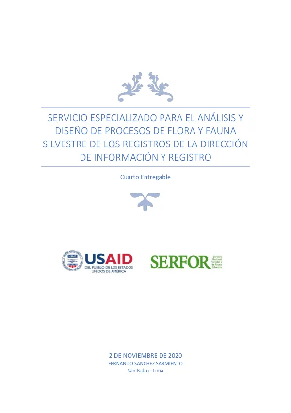 Servicio especializado para el análisis y diseño de procesos de flora y fauna silvestre de los registros de la dirección DE INFORMACIÓN Y REGISTRO