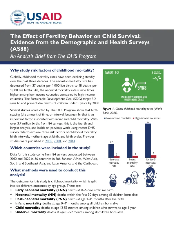 The Effect of Fertility Behavior on Child Survival: Evidence from the Demographic and Health Surveys (AS88) - Analysis Brief