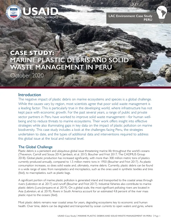 USAID Case Study: Marine Plastic Debris and Solid Waste Management in Peru