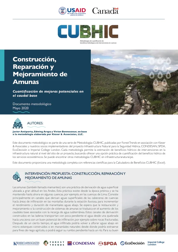 Construcción, Reparación y Mejoramiento de Amunas: Cuantificación de Mejoras Potenciales en el Caudal Base