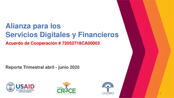 Reporte Trimestral abril - junio 2020 de la Alianza para los Servicios Digitales y Financieros