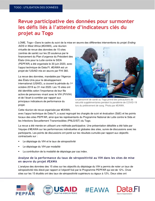 Revue participative des données pour surmonter les défis liés à l’atteinte d’indicateurs clés du projet au Togo