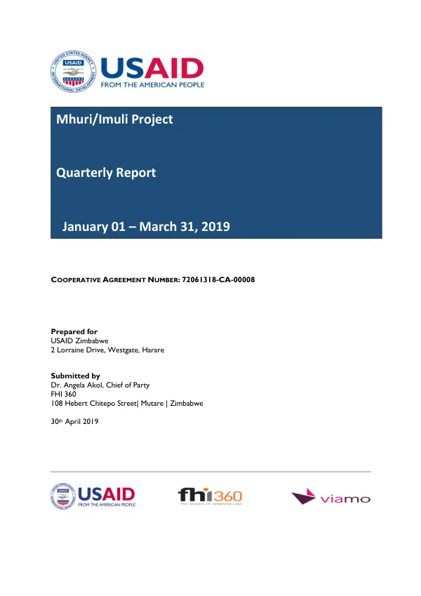 Mhuri/Imuli Project Quarterly Report January 1 - March 31, 2019