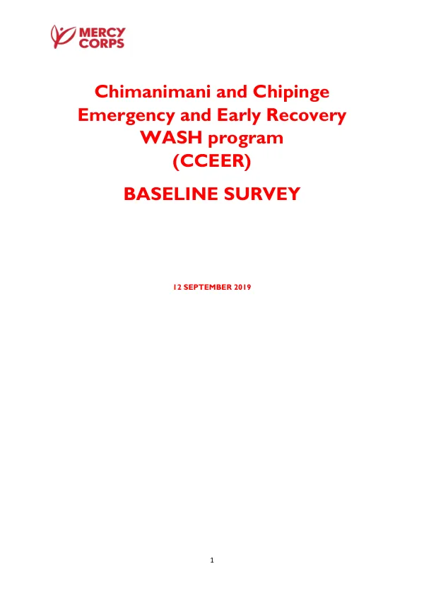 Baseline Survey: Chimanimani and Chipinge Emergency and Early Recovery WASH Program