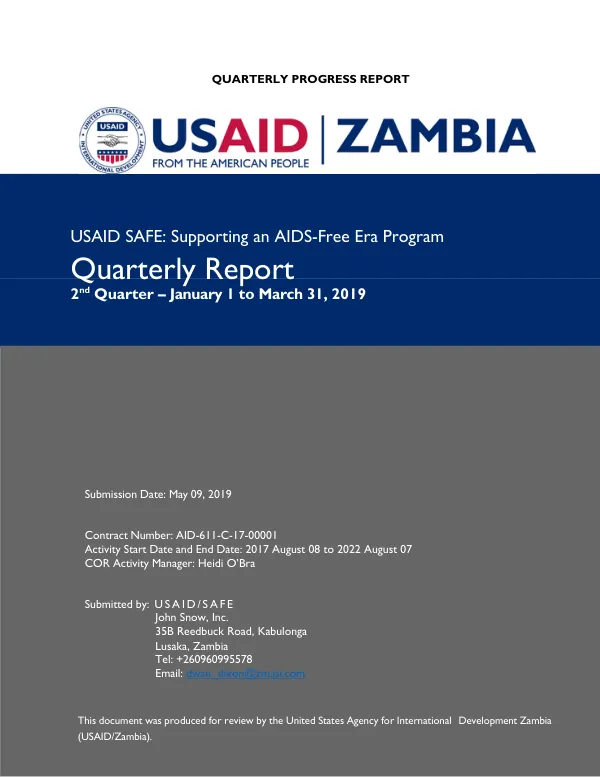 USAID SAFE FY 19 Q2 Progress Report