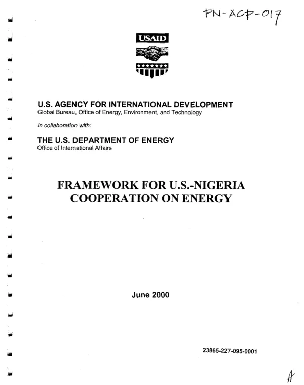 Framework for U.S.-Nigeria cooperation on energy