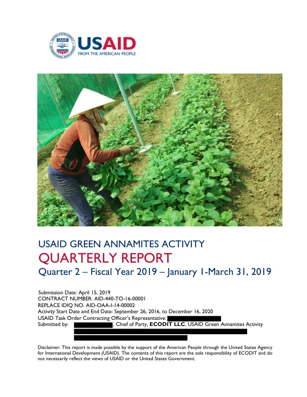 USAID Green Annamites Activity | Quarterly Report | Quarter 2 FY19