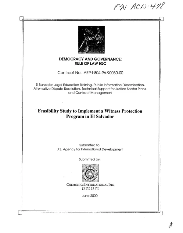Feasibility study to implement a witness protection program in El Salvador