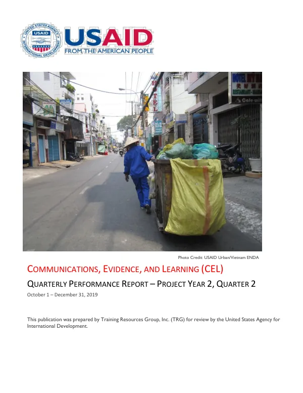 Communications, Evidence, and Learning (CEL) Quarterly Performance Report: Project Year 2, Quarter 2, October 1- December 31, 2019