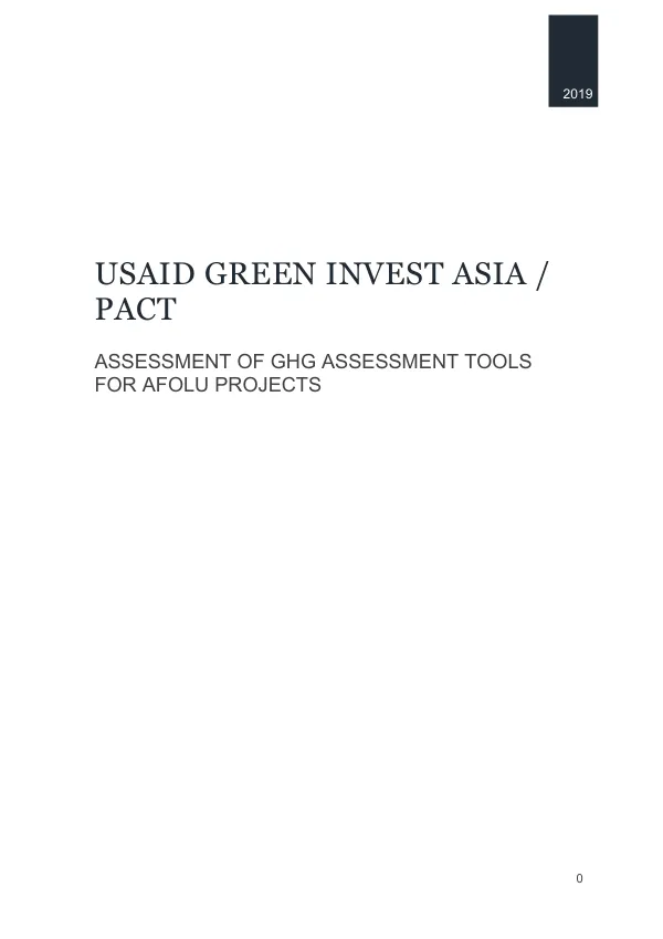 Assessment of GHG Assessment Tools for AFOLU Projects
